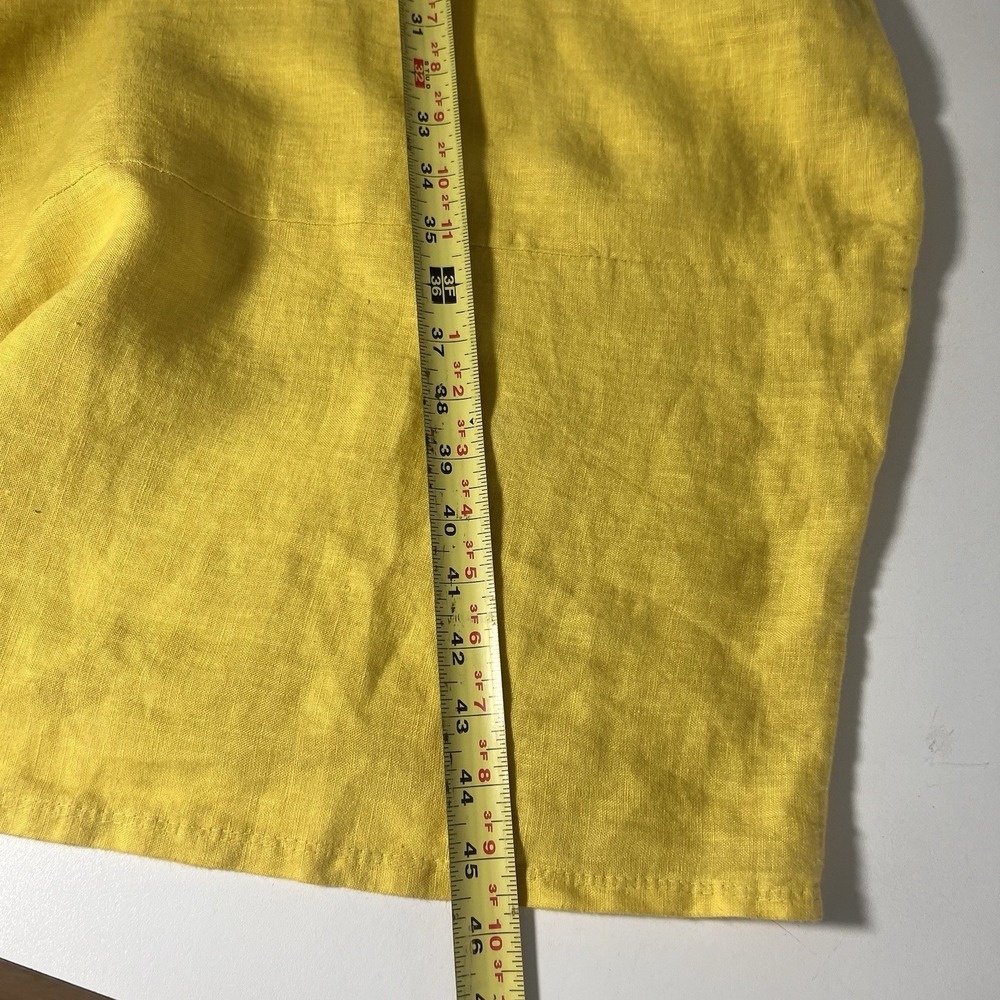 DIGS Linen Bubble Midi Dress Yellow Sleeveless Cocoon Minimalist Lagenlook S - Picture 6 of 7